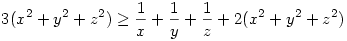3(x^2+y^2+z^2)\ge \frac{1}{x}+\frac{1}{y}+\frac{1}{z}+2(x^2+y^2+z^2)