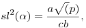 sl^2(\alpha)=\frac{a\sqrt(p)}{cb},