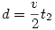 d=\frac v2 t_2