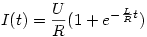 I(t)=\frac{U}{R}(1+e^{-\frac{L}{R}t})
