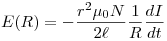 E(R)=-\frac{r^2\mu_0N}{2\ell}\frac1R\frac{dI}{dt}