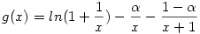 g(x)=ln(1+\frac{1}{x})-\frac{\alpha}{x}-\frac{1-\alpha}{x+1}