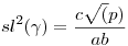 sl^2(\gamma)=\frac{c\sqrt(p)}{ab}
