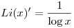 Li(x)'=\frac1{\log{x}}