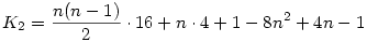 K_2=\frac{n(n-1)}{2}\cdot16+n\cdot4+1-8n^2+4n-1