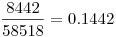\frac {8442}{58518}=0.1442
