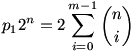 p_12^n=2\sum_{i=0}^{m-1}\binom{n}{i}