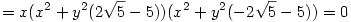 =x(x^2+y^2(2\sqrt{5}-5))(x^2+y^2(-2\sqrt{5}-5))=0