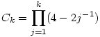 C_k=\prod_{j=1}^k (4-2j^{-1})