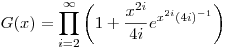 G(x)=\prod_{i=2}^\infty  \left(1+\frac{x^{2i}}{4i}e^{x^{2i}(4i)^{-1}}\right)