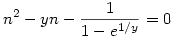 n^2 - y n - \frac 1{1-e^{1/y}} = 0
