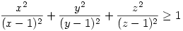 \frac {x^2}{(x-1)^2}+\frac {y^2}{(y-1)^2}+\frac {z^2}{(z-1)^2}\geq 1